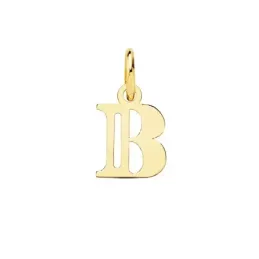 Colgante oro 18k letra B mayúscula 11mm. doble tira calada lisa