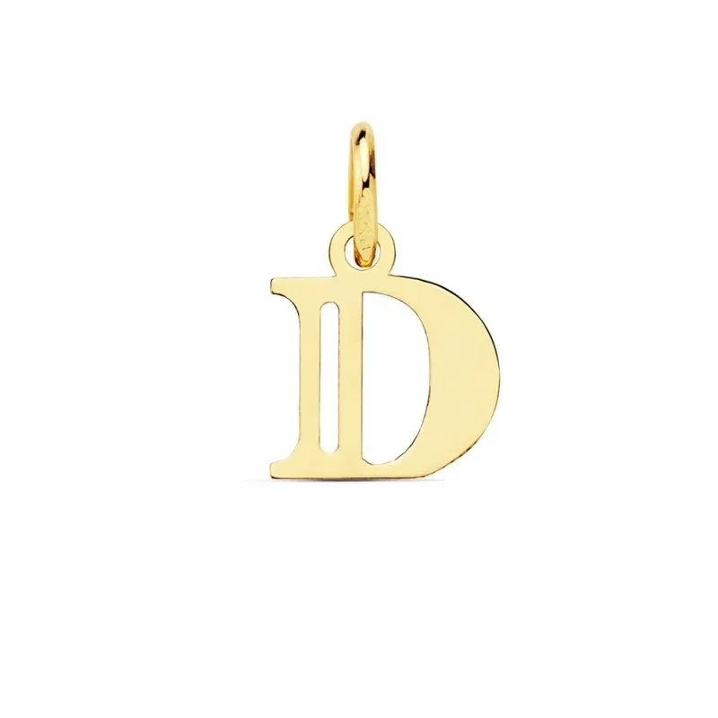 Colgante oro 18k letra D mayúscula 11mm. doble tira calada lisa