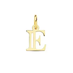 Colgante oro 18k letra E mayúscula 11mm. doble tira calada lisa