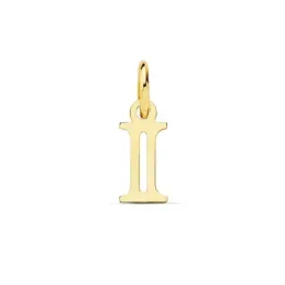 Colgante oro 18k letra I mayúscula 11mm. doble tira calada lisa