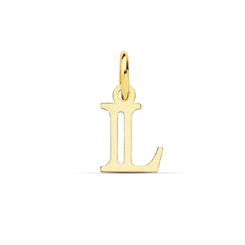 Colgante oro 18k letra L mayúscula 11mm. doble tira calada lisa