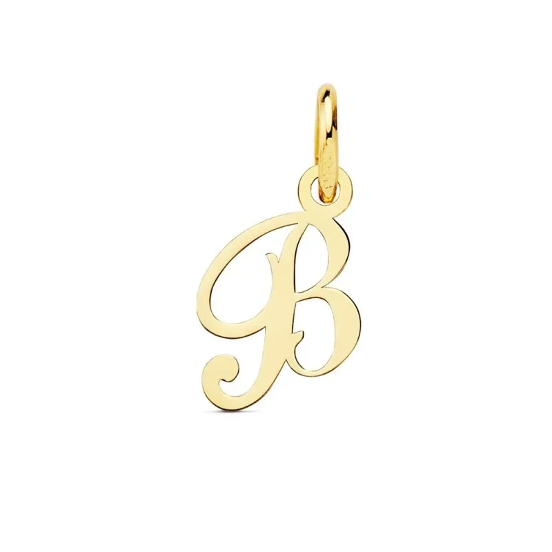 Colgante oro 18k letra inglesa B mayúscula 11mm. lisa calada