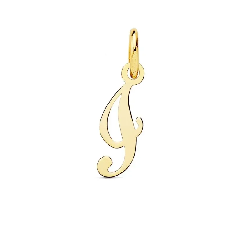 Colgante oro 18k letra inglesa I mayúscula 14mm. lisa calada