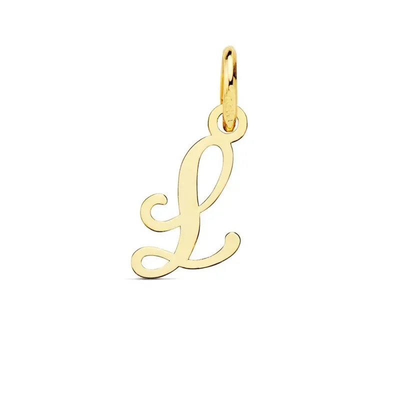 Colgante oro 18k letra inglesa L mayúscula 14mm. lisa calada