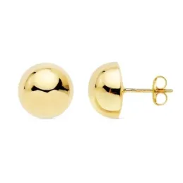 Pendientes oro 18k mujer media bola 10mm. lisa cierre presión