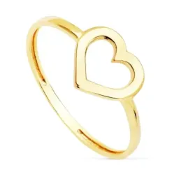 Sortija oro 18k mujer centro motivo corazón calado 9mm. brillo
