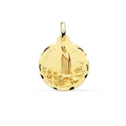 Medalla oro 18k Virgen de Fátima 18mm. borde tallado