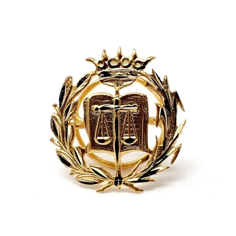 Insignia profesional Derecho oro 18k escudo pin solapa 16.5mm.
