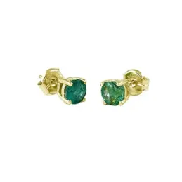 Pendientes Oro Amarillo 18k modelo Garritas Color (2 Esmeraldas 4mm. 0,50cts.) Medida: 4mm.