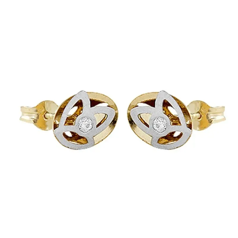 Pendientes Oro Amarillo y Oro Blanco 18k modelo Tornillería (2 Circonitas) Medida: 7,5x5mm.