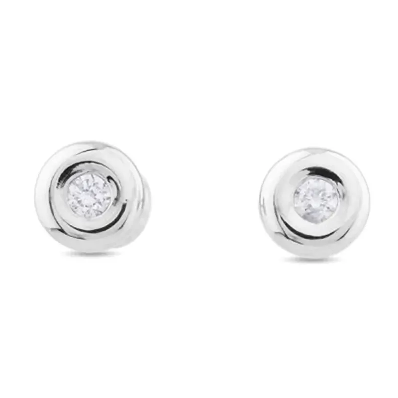 Pendientes Oro Blanco 18k modelo Tu Diamante (2 Diamantes 2mm. 0,08 cts.) Medida: 4,65mm.