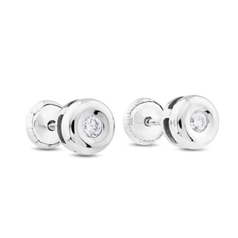 Pendientes Oro Blanco 18k modelo Tu Diamante (2 Diamantes 2mm. 0,08 cts.) Medida: 4,65mm.