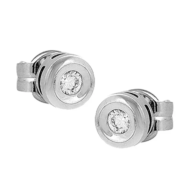 Pendientes Oro Blanco 18k modelo Tu Diamante (2 Diamantes 2,90mm. 0,20cts.) Medida: 5,90mm. Presión.