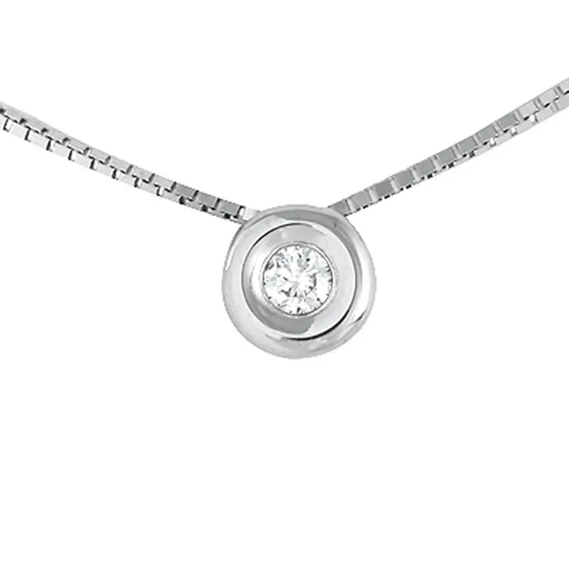 Colgante con Cadena Oro Blanco 18k modelo Tu Diamante (1 Diamante 2,90mm. 0,10cts.) Colgante: 5,90mm