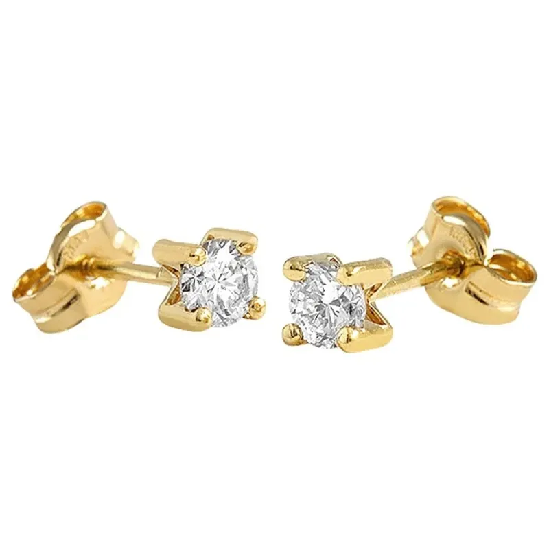 Pendiente Oro Amarillo 18k modelo Garritas (2 Diamantes 3,10mm. 0,22cts.) Medida: 3,10mm.