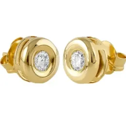 Pendientes Oro Amarillo 18k modelo Tu Diamante (2 Diamantes 3,25mm. 0,28cts.) Medida: 6,90mm.