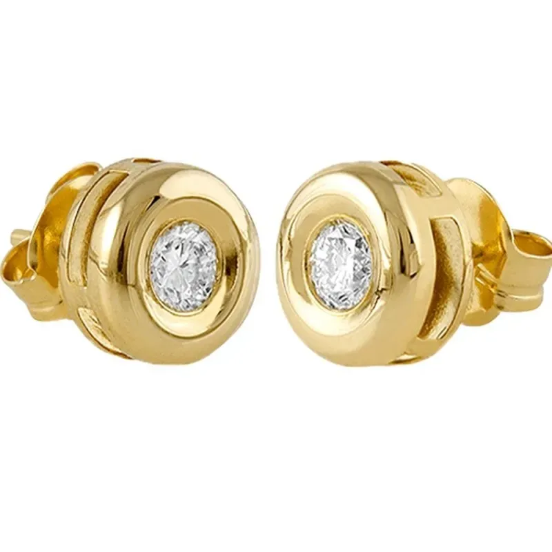 Pendientes Oro Amarillo 18k modelo Tu Diamante (2 Diamantes 3,25mm. 0,28cts.) Medida: 6,90mm.