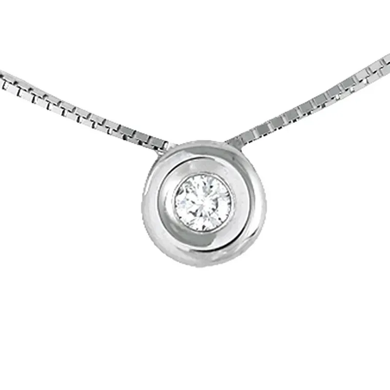 Colgante con cadena Oro Blanco 18k modelo Tu Diamante (1 Diamante 3,25mm. 0,14cts.) Colgante: 6,90mm