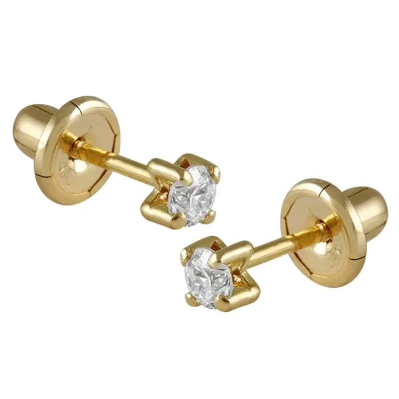 Pendientes Oro Amarillo 18k modelo Garritas (2 Diamantes 2,80mm. 0,16cts.) Medida: 2,80mm.