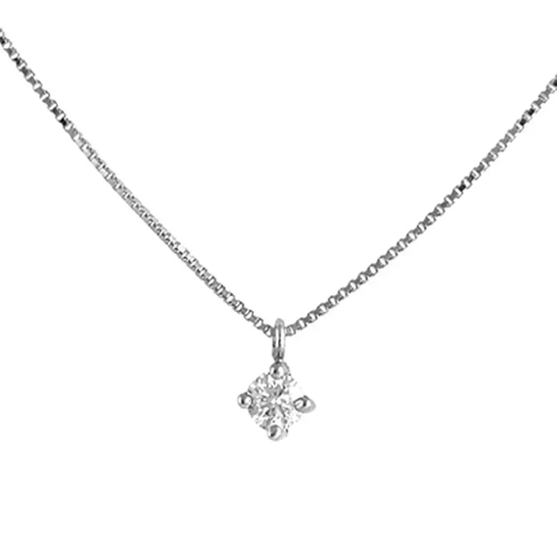 Colgante Oro Blanco 18k modelo Garritas (1 Diamante 3,25mm. 0,14cts) Colgante: 3,25mm. Cadena: 43cm.