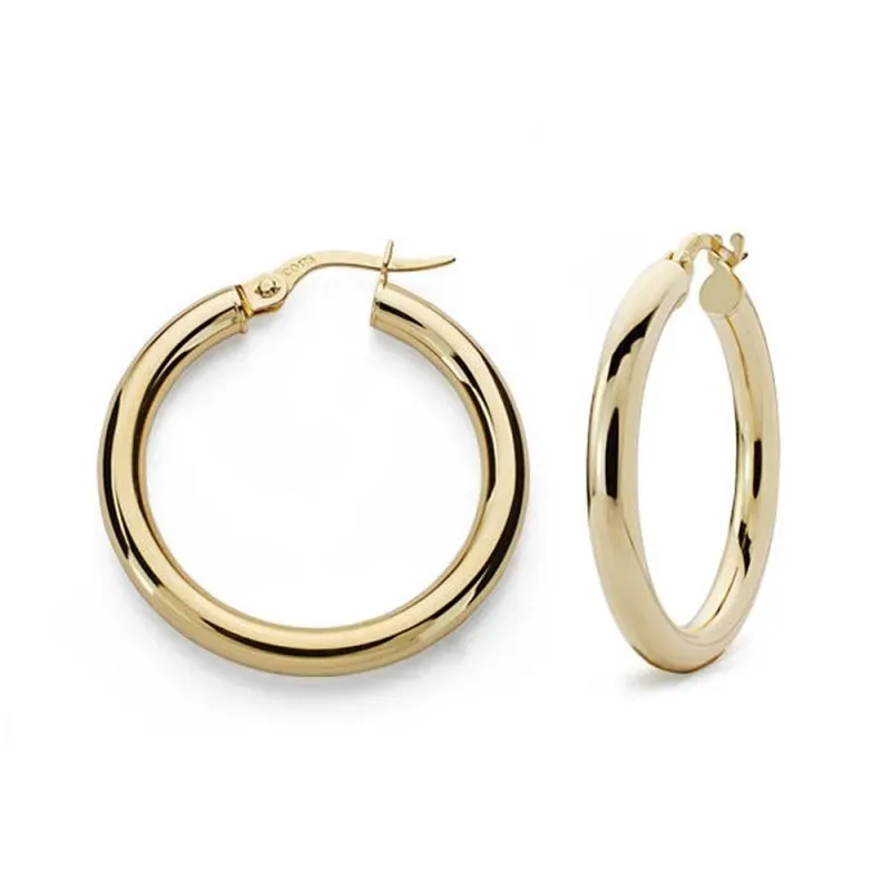 Pendientes oro 18k aros 26mm. huecos lisos mujer