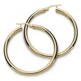 Pendientes oro 18k aros 41mm. huecos lisos mujer