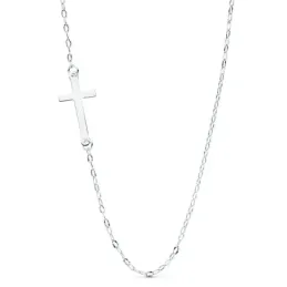 Gargantilla oro blanco 18k forzada 42cm. cruz lisa 17mm. mujer