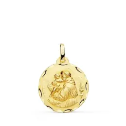 Medalla oro 18k colgante 18mm. San Antonio cerco tallado unisex
