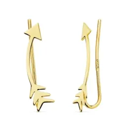 Pendientes oro 18k trepador 18mm. flechas lisas mujer