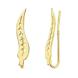 Pendientes oro 18k trepador 22mm. hojas lisas mujer