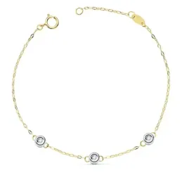 Pulsera oro 18k bicolor forzada 19cm. chatones diamantes brillantes 0.045ct. cierre reasa mujer
