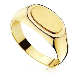 Sello oro 18k macizo 12x6mm. liso mate hombre