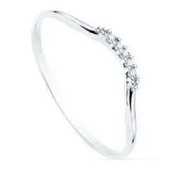 Sortija oro blanco 18k curva redonda 1mm. diamantes brillantes 0.025ct. mujer