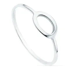 Sortija oro blanco 18k lisa motivo oval 8x5mm. ancho 1mm. mujer