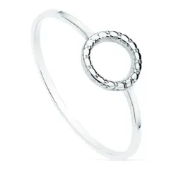 Sortija oro blanco 18k lisa motivo redondo 7.5mm. tallada ancho 1mm. mujer