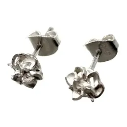 Pendientes plata Ley 925m flor relieve 7mm. formas cierre presión
