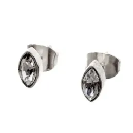 Pendientes plata Ley 925m circonita oval cerco liso 7mm. cierre presión