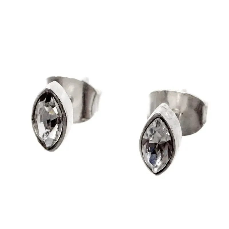 Pendientes plata Ley 925m circonita oval cerco liso 7mm. cierre presión