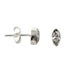 Pendientes plata Ley 925m circonita oval cerco liso 7mm. cierre presión
