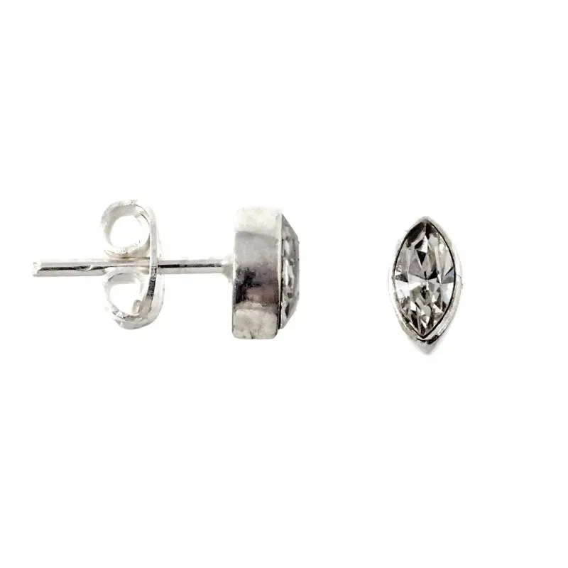 Pendientes plata Ley 925m circonita oval cerco liso 7mm. cierre presión