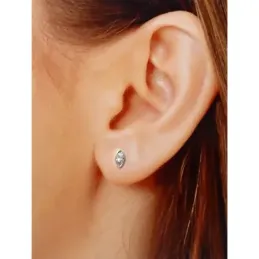 Pendientes plata Ley 925m circonita oval cerco liso 7mm. cierre presión