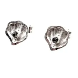 Pendientes plata Ley 925m concha 8mm. centro detalle circonita cierre presión
