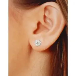 Pendientes plata Ley 925m concha 8mm. centro detalle circonita cierre presión