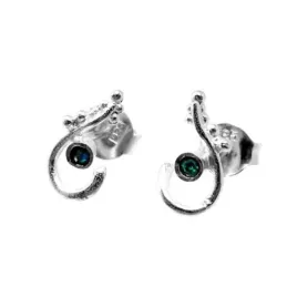 Pendientes plata Ley 925m anzuelo 10mm. detalle circonita verde cierre presión