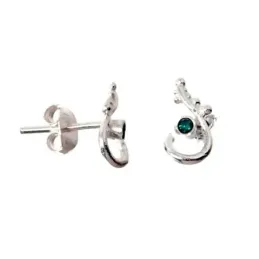 Pendientes plata Ley 925m anzuelo 10mm. detalle circonita verde cierre presión