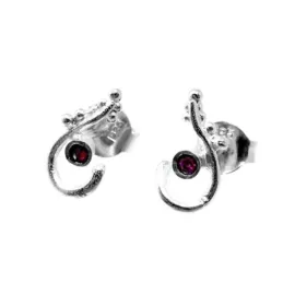 Pendientes plata Ley 925m anzuelo 10mm. detalle circonita rosa cierre presión