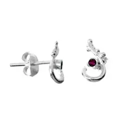Pendientes plata Ley 925m anzuelo 10mm. detalle circonita rosa cierre presión