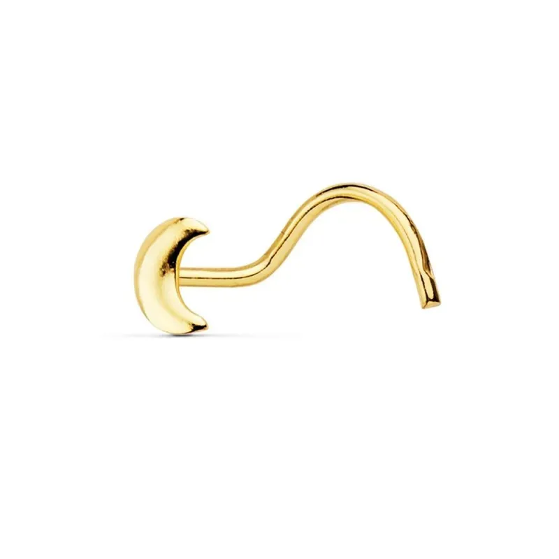Piercing nariz oro 18k luna lisa 3.5mm. palo curvo