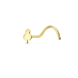 Piercing nariz oro 18k trébol lis 3.5mm. tres hojas palo curvo