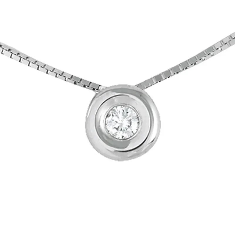 Colgante Oro Blanco 18k modelo Tu Diamante (1 diamante 3,40mm. 0,17 cts.) Cadena: 43cm.